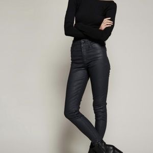 Free People Levi's Black Mile High Coated Super Skinny Jeans Size 28